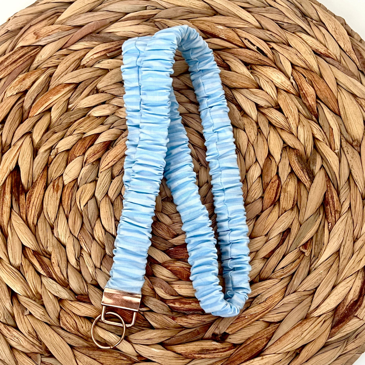 Monochrome Blue Stripe Scrunchie Lanyard
