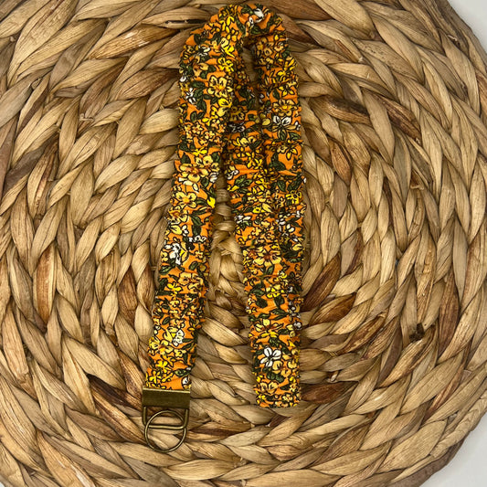 Orange Floral Scrunchie Lanyard