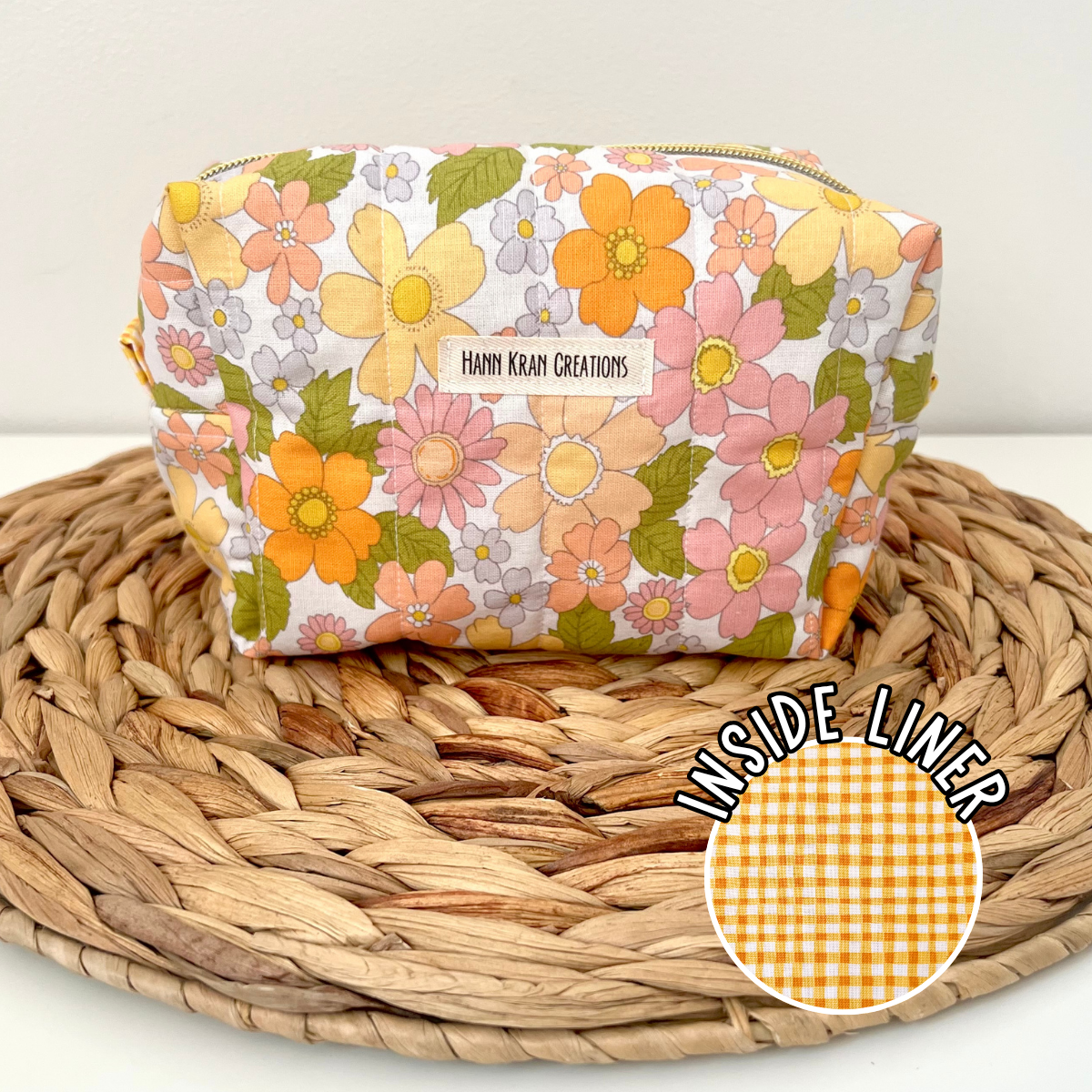 Small Groovy Floral Makeup Bag