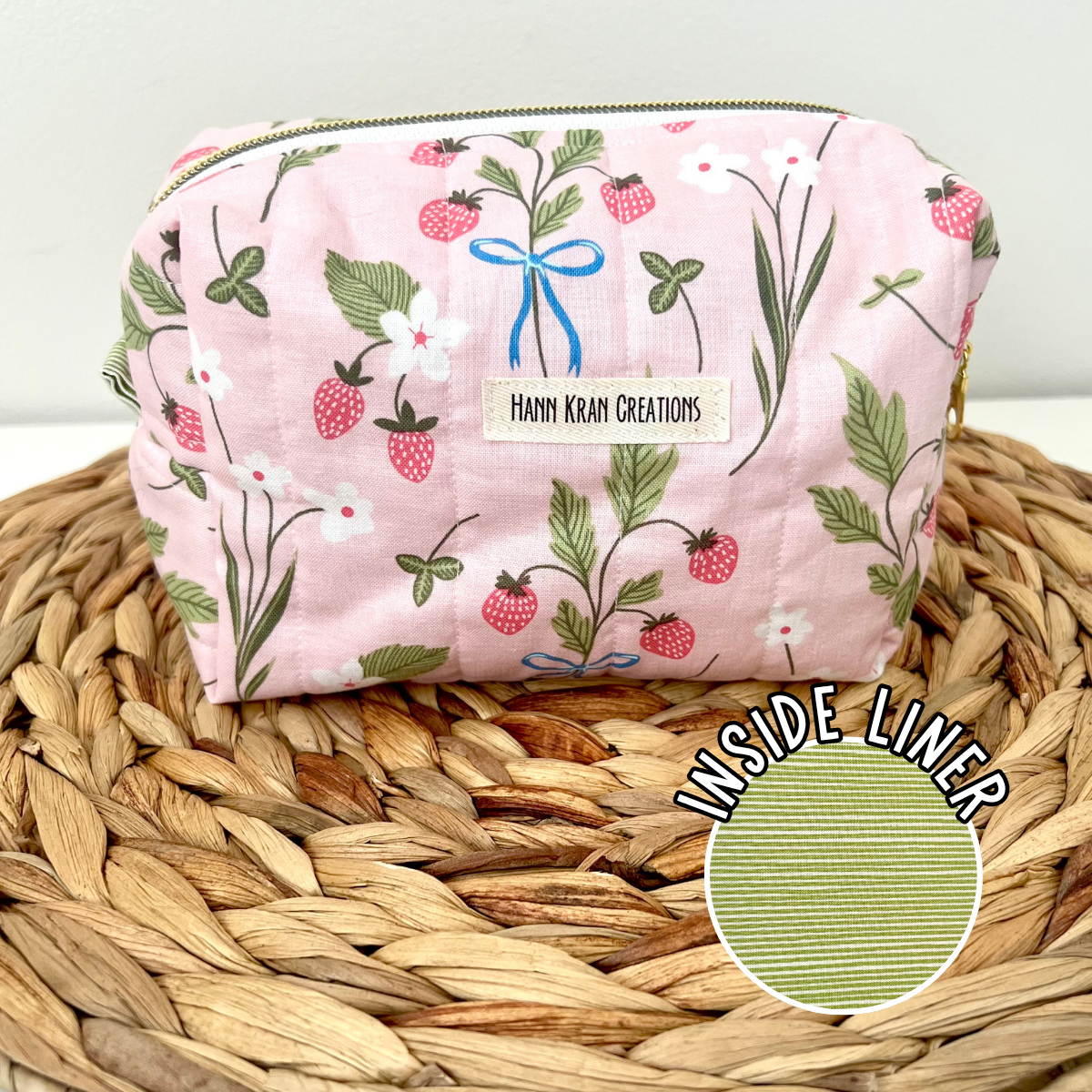 Small Strawberry Meadow Makeup Bag