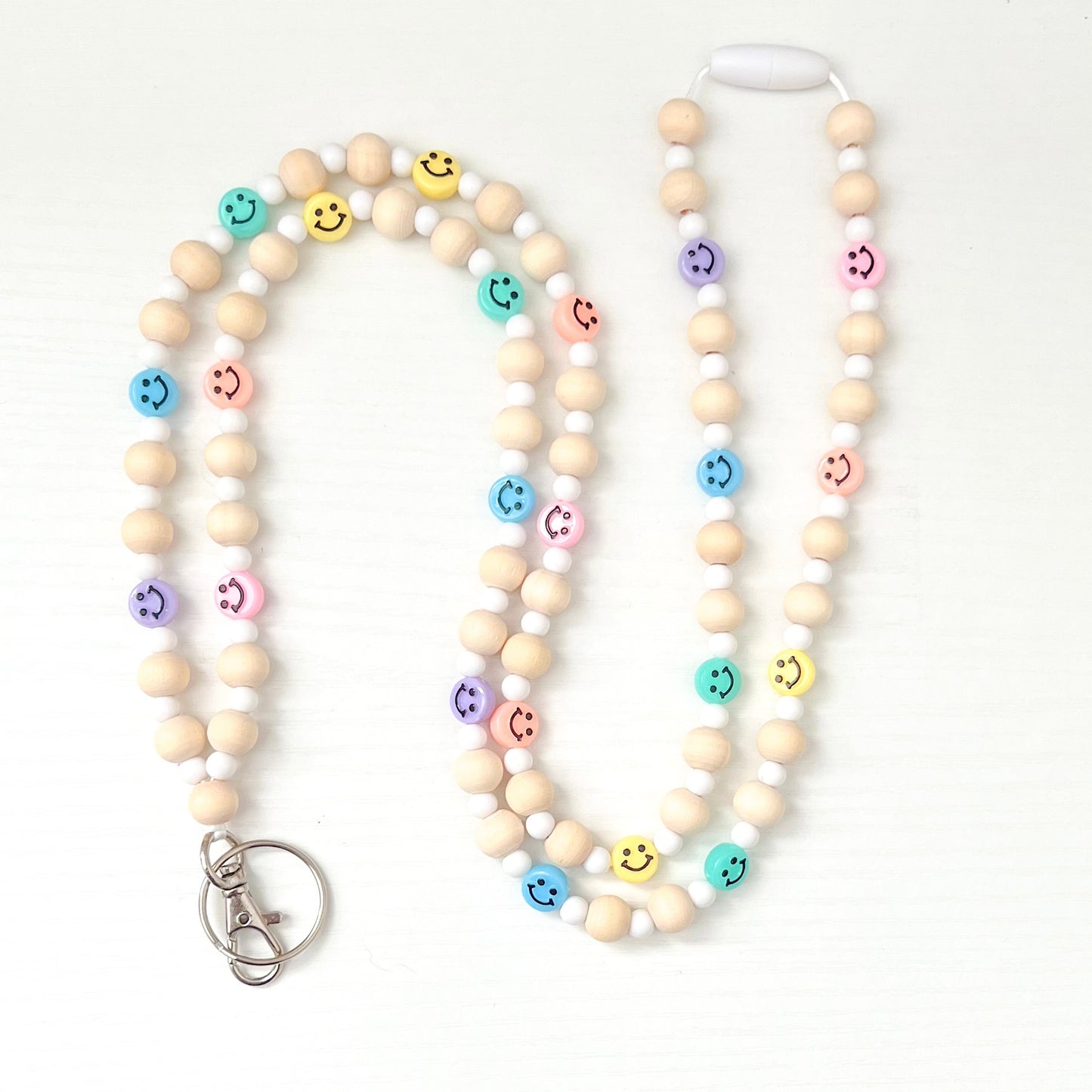 Rainbow Smiles Beaded Breakaway Lanyard