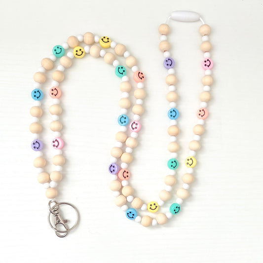 Rainbow Smiles Beaded Breakaway Lanyard