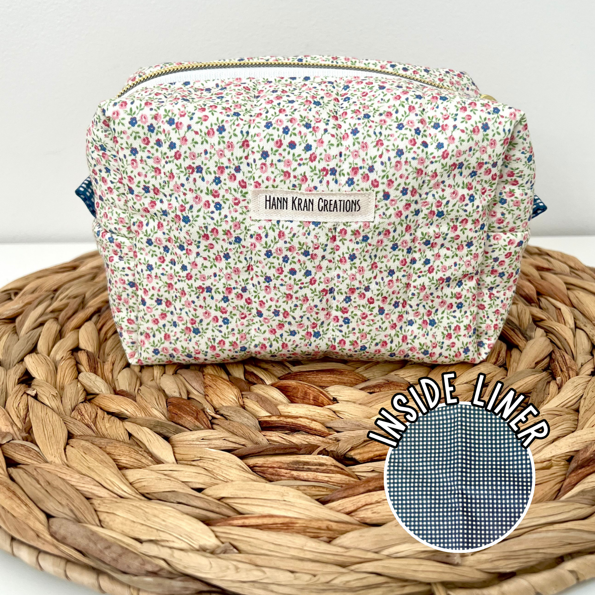Small Blue Petite Posy Makeup Bag