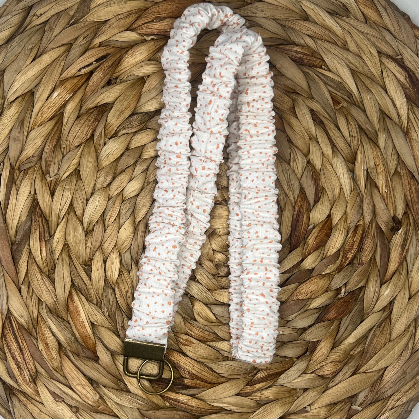 Peach Speckeled Scrunchie Lanyard