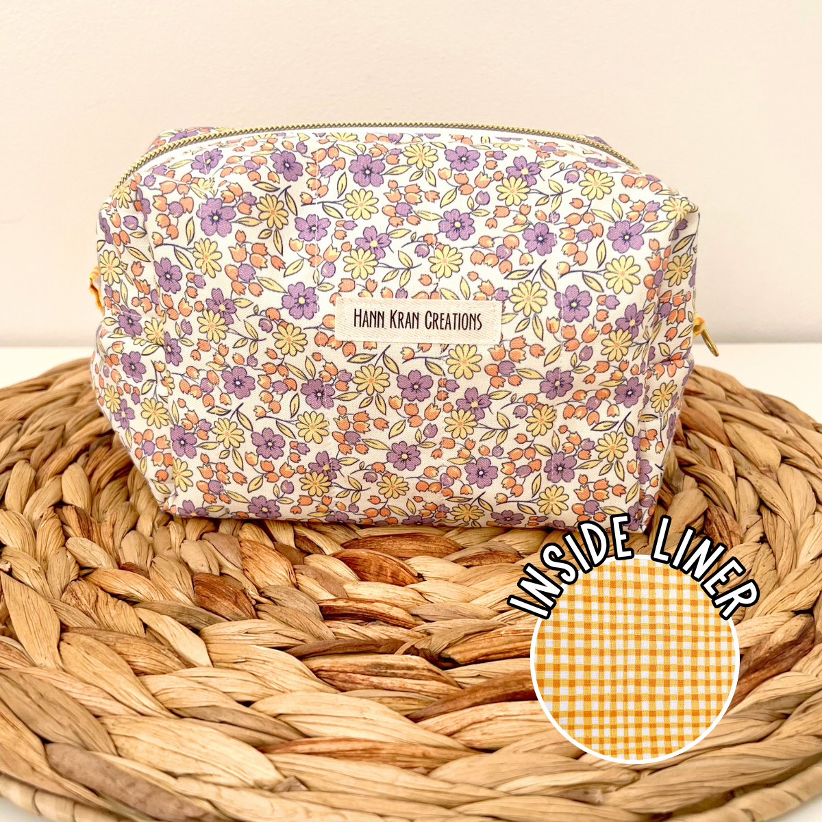 Small Golden Garden Makeup Bag