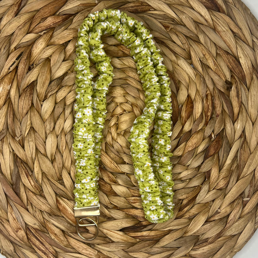 Springy Green Floral Scrunchie Lanyard