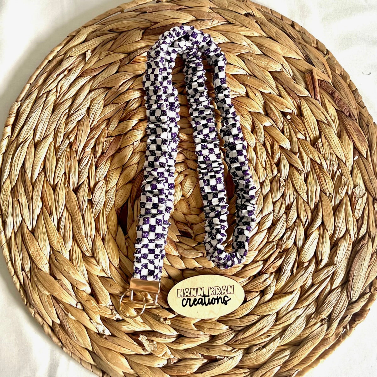 Purple Checkered Scrunchie Lanyard