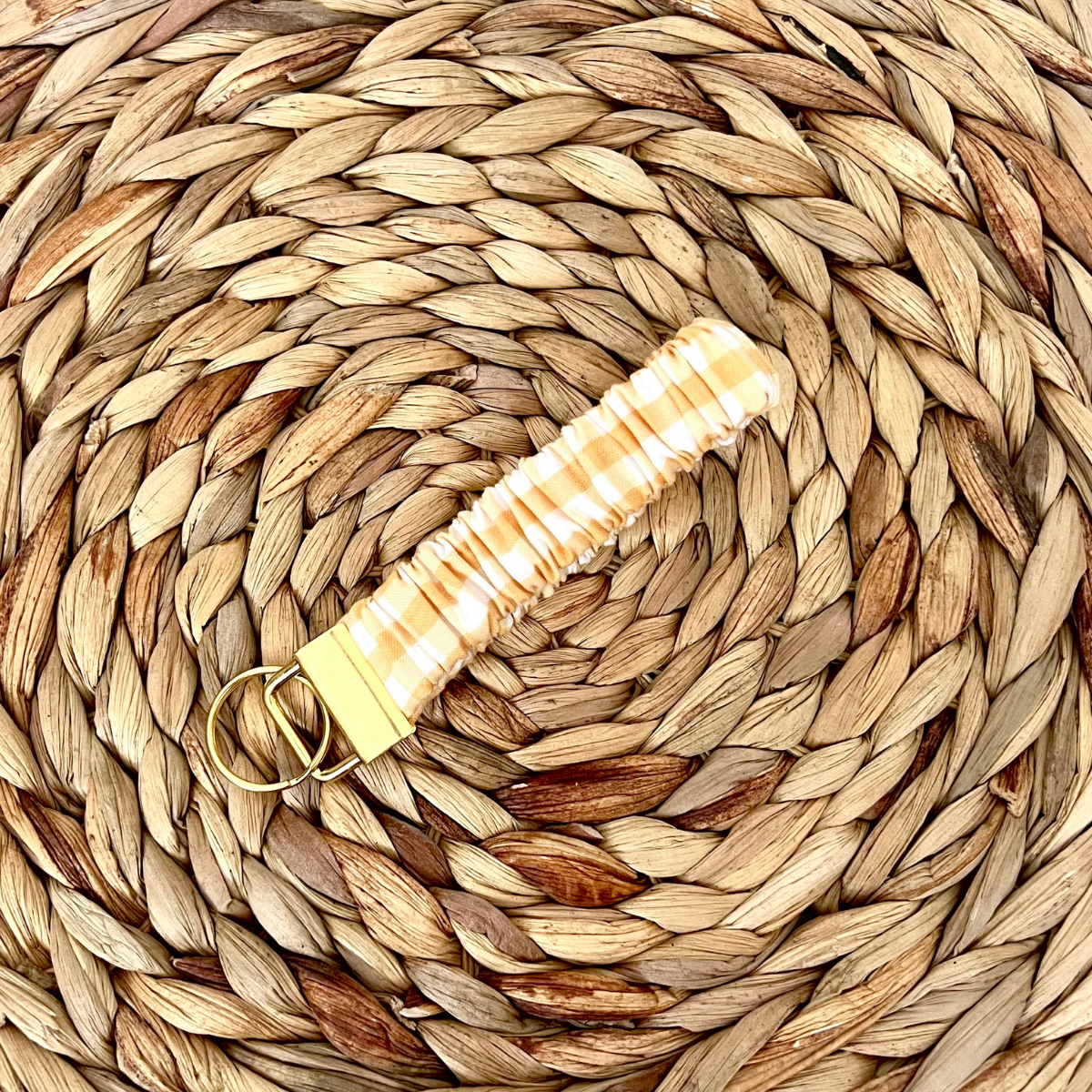 Sunny Gingham Scrunchie Wristlet Keychain
