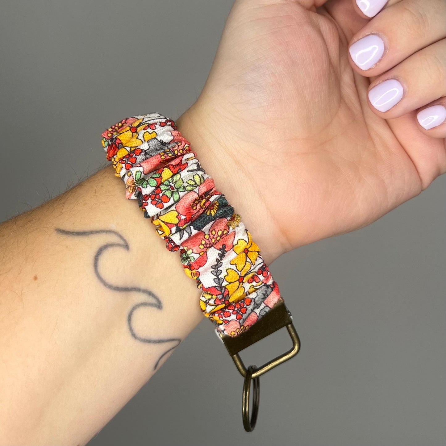 Summer Flower Party Scrunchie Wristlet Keychain