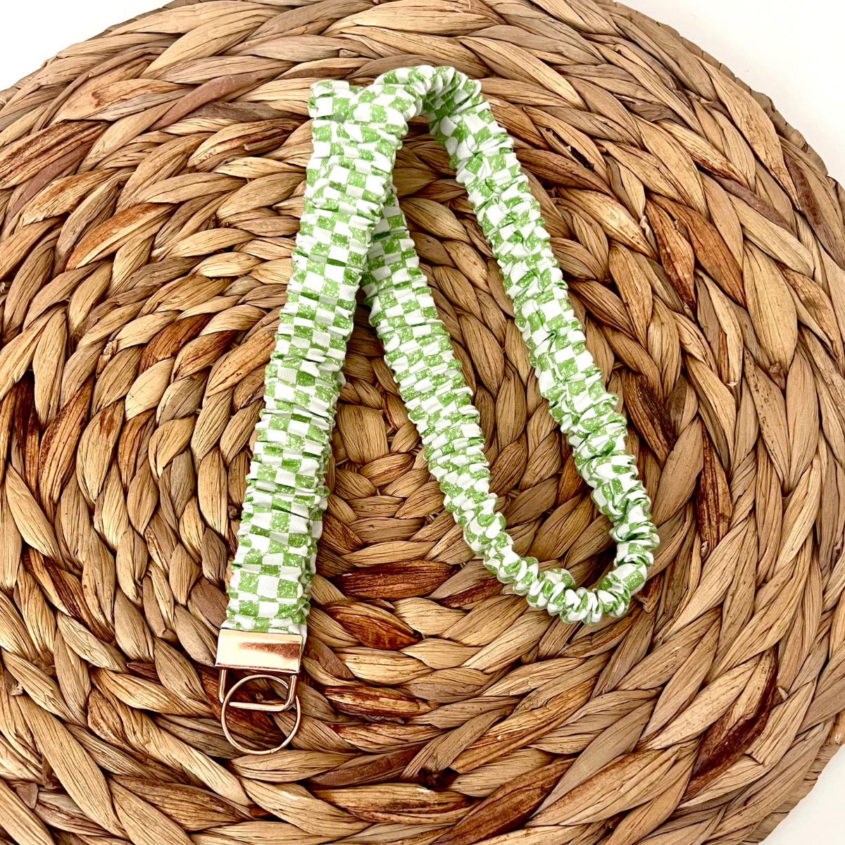 Light Green Checkered Scrunchie Lanyard