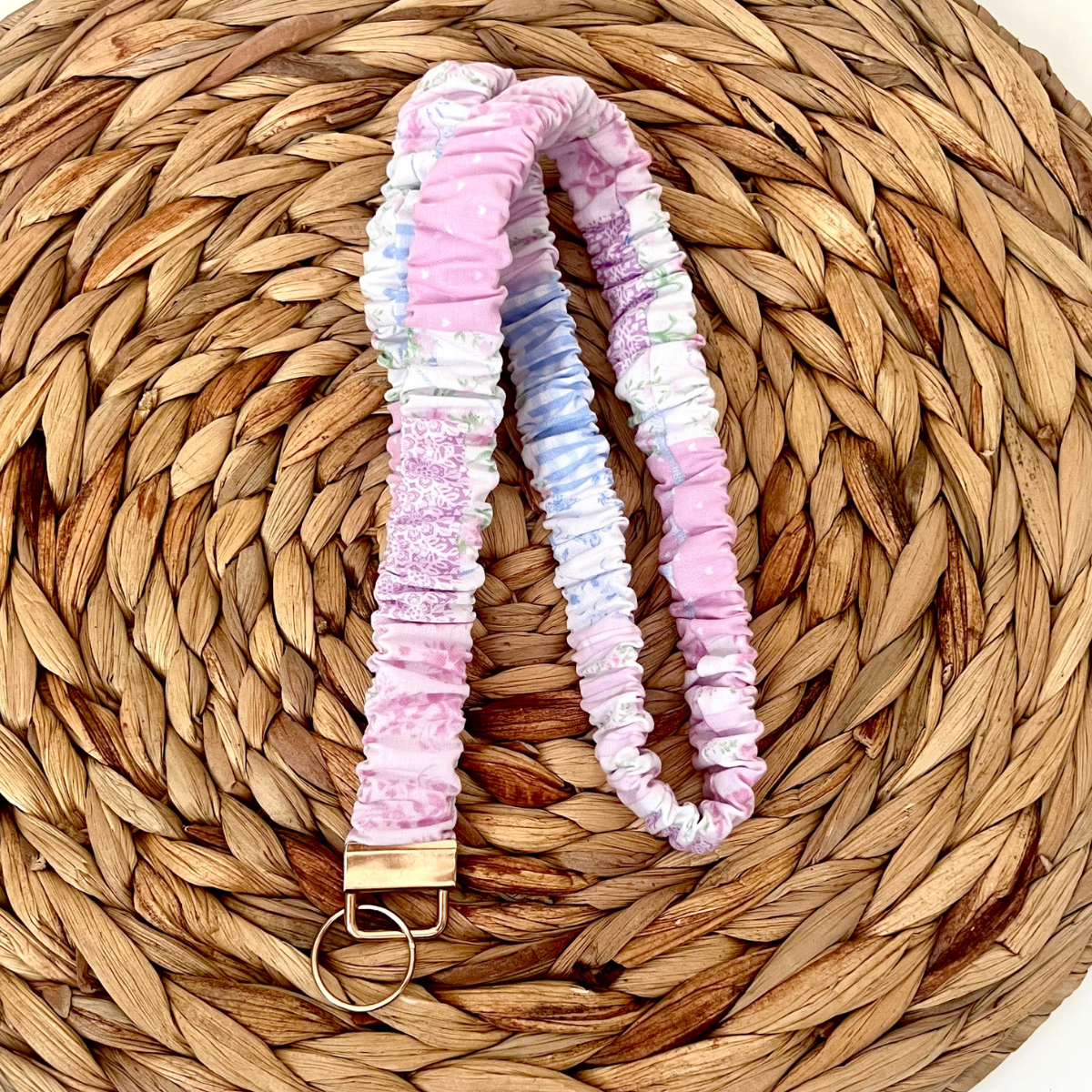 Lavender Picnic Scrunchie Lanyard