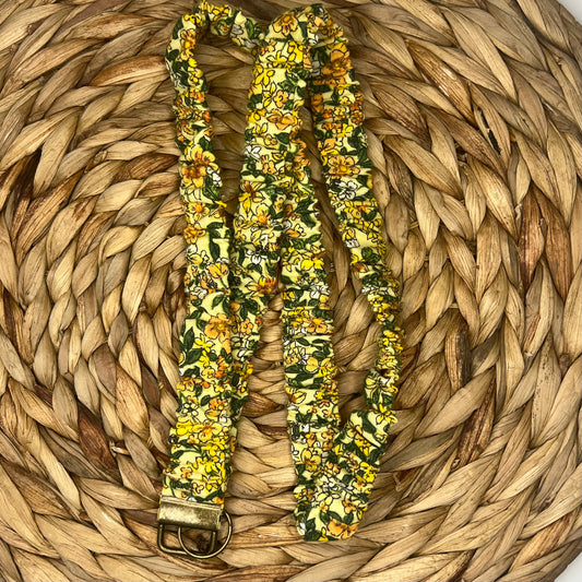 Yellow Floral Scrunchie Lanyard