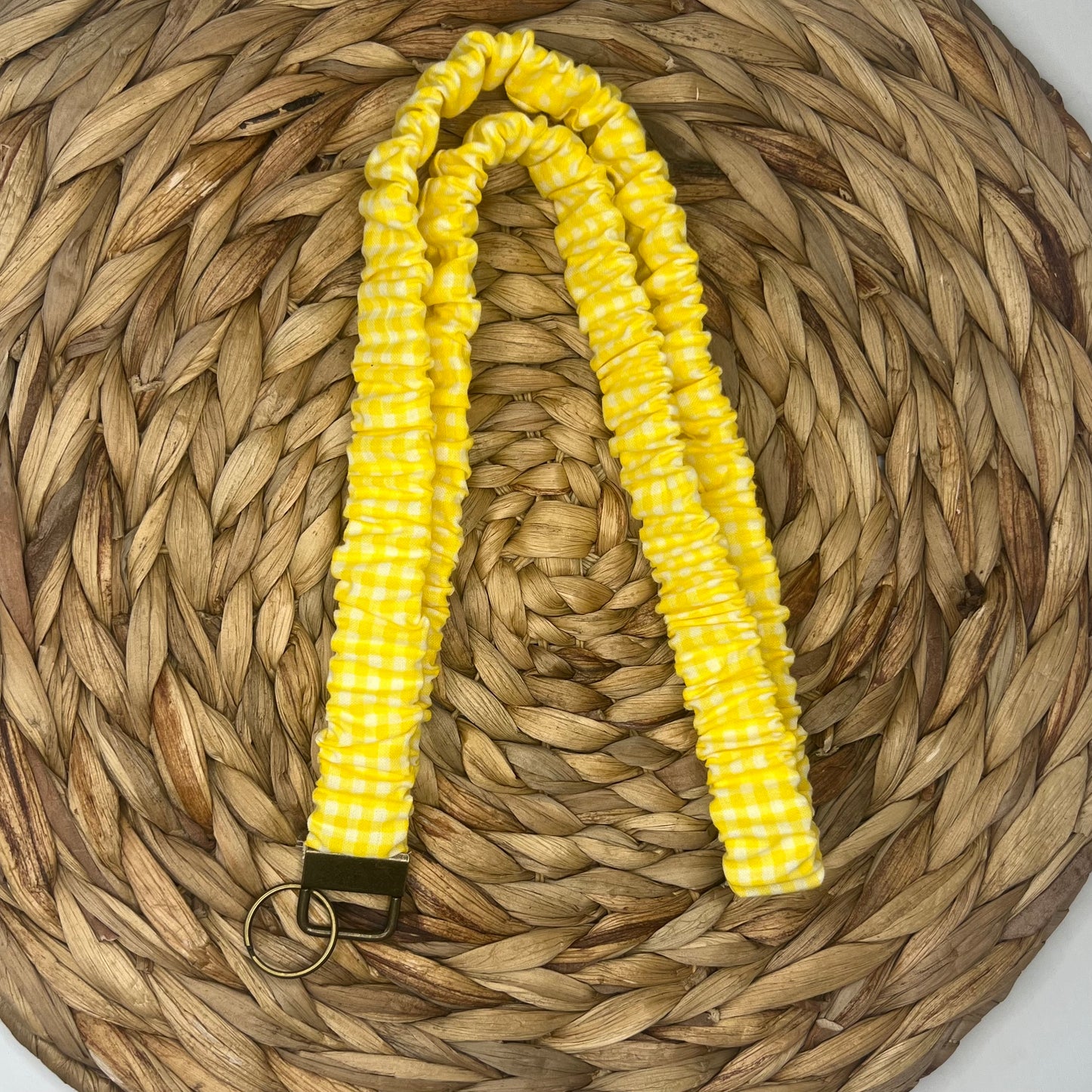 Yellow Gingham Scrunchie Lanyard