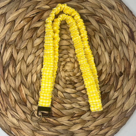 Yellow Gingham Scrunchie Lanyard