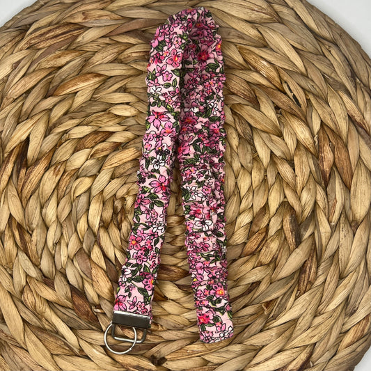 Pink Floral Scrunchie Lanyard