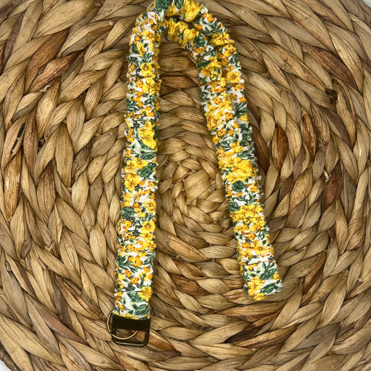 Summery Yellow Floral Scrunchie Lanyard