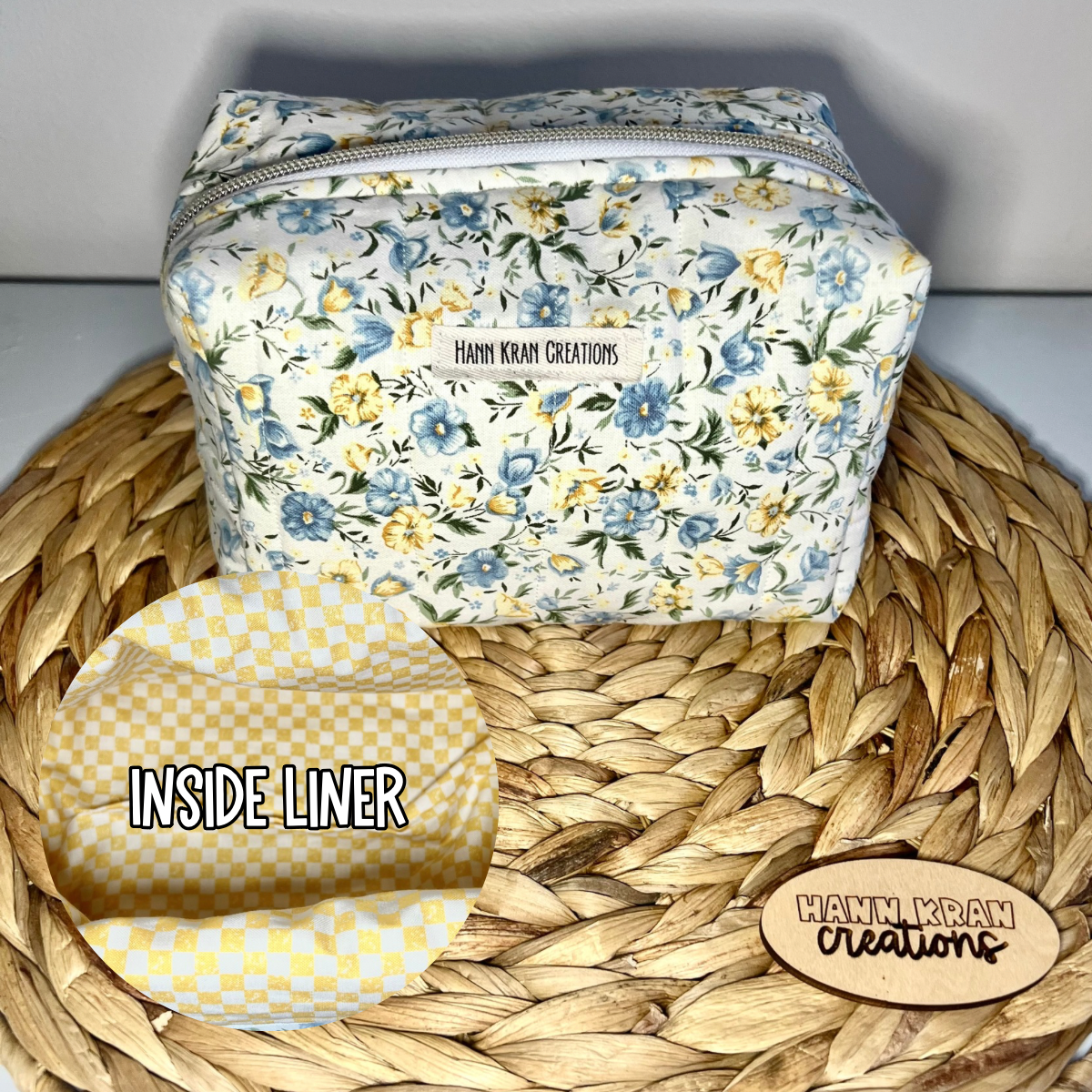 Small Vintage Cottage Bouquet Makeup Bag