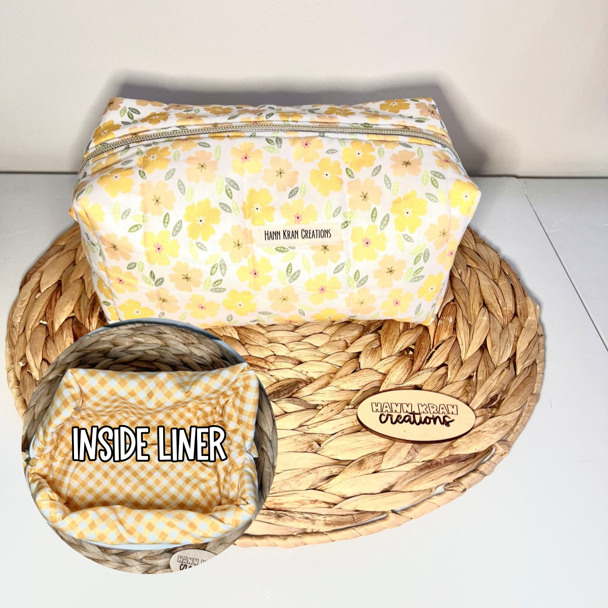 Large Sunny Marigold Makeup Bag