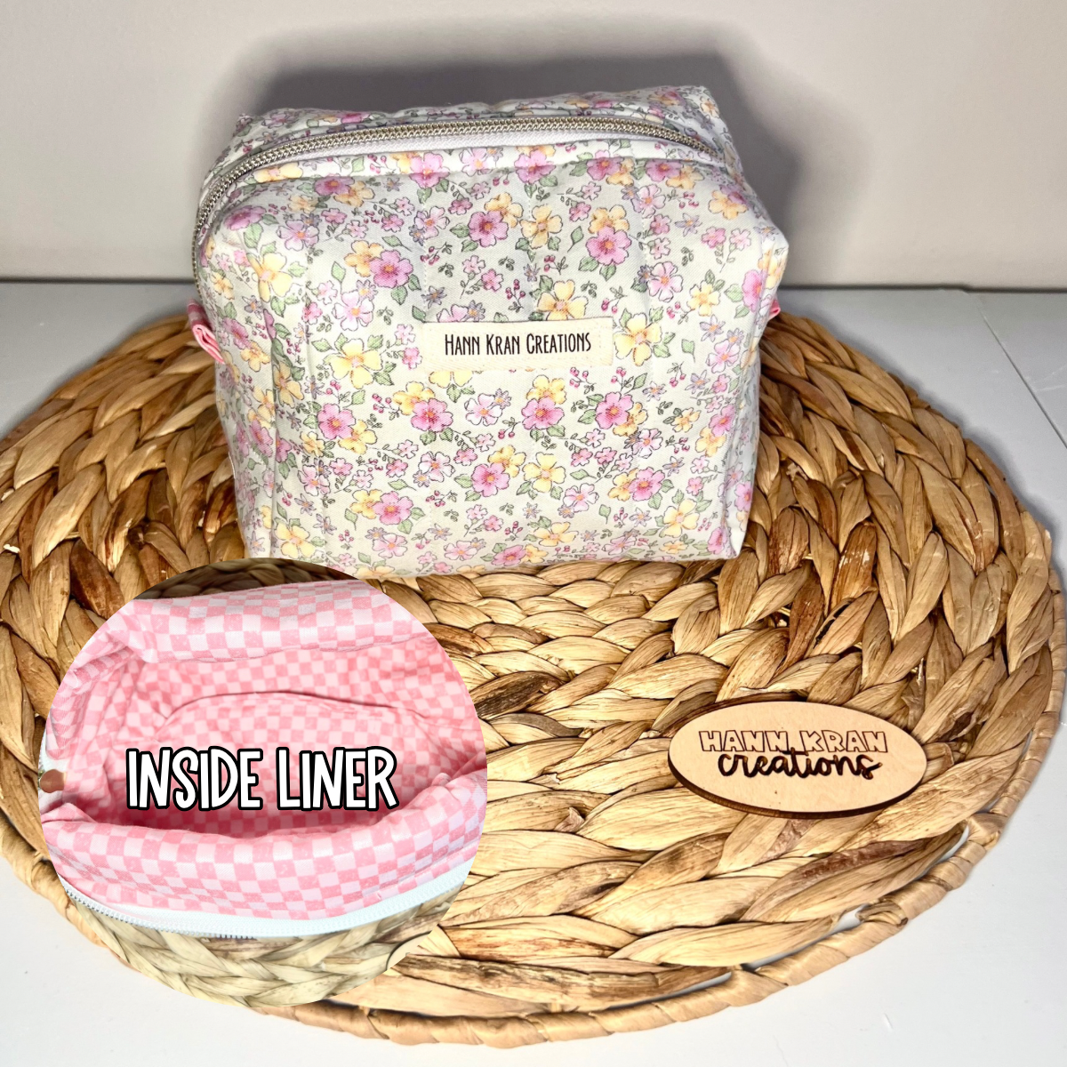 Small Pastel Blooms Makeup Bag V2