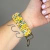 Summery Yellow Floral Scrunchie Wristlet Keychain