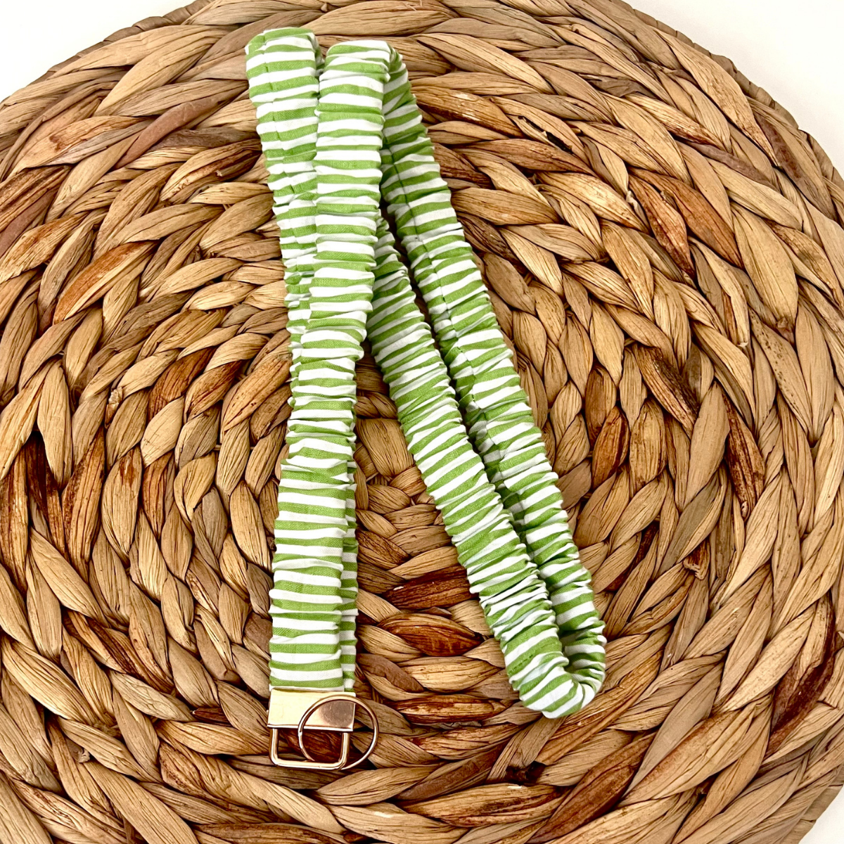 Green Stripe Scrunchie Lanyard