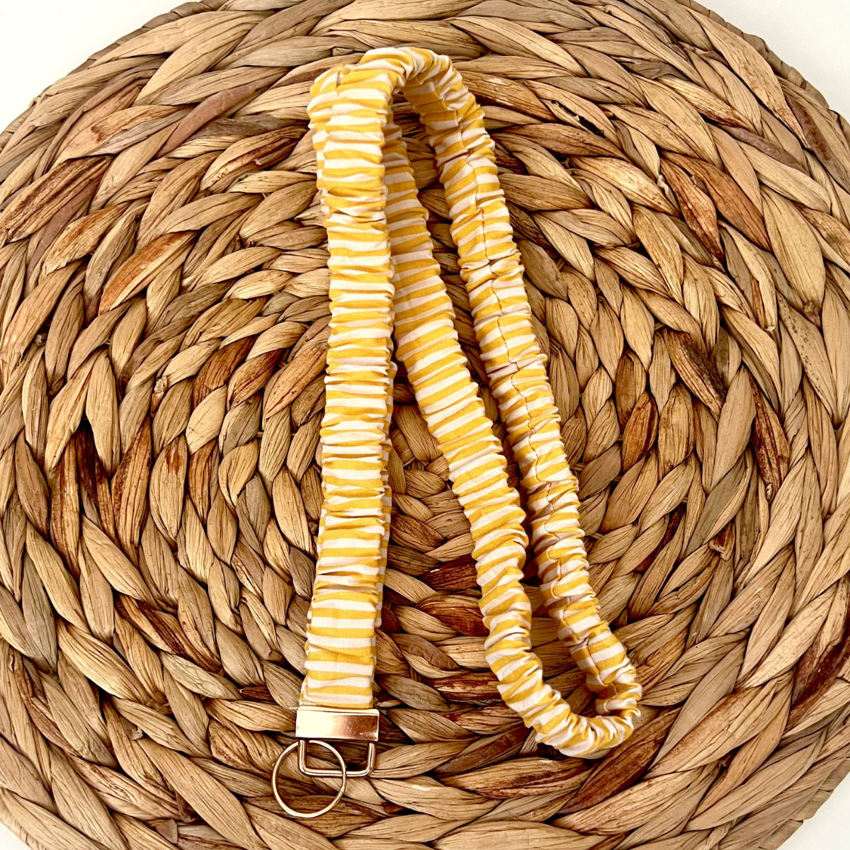Yellow Stripe Scrunchie Lanyard