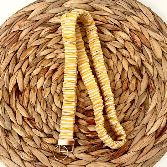Yellow Stripe Scrunchie Lanyard