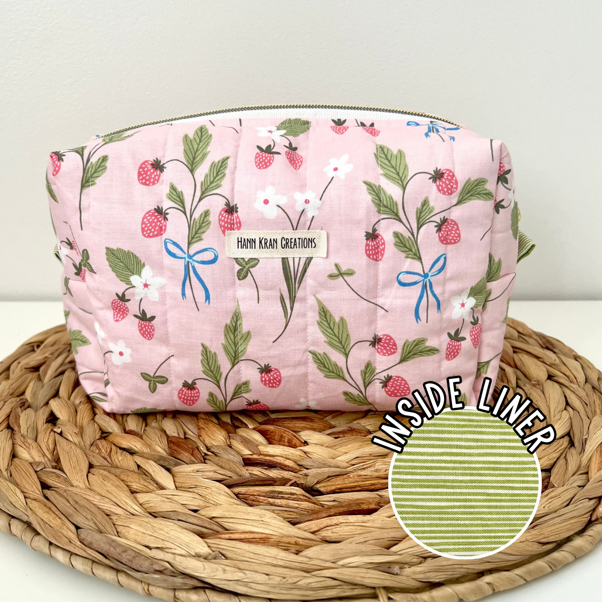 Strawberry Meadow Makeup Bag