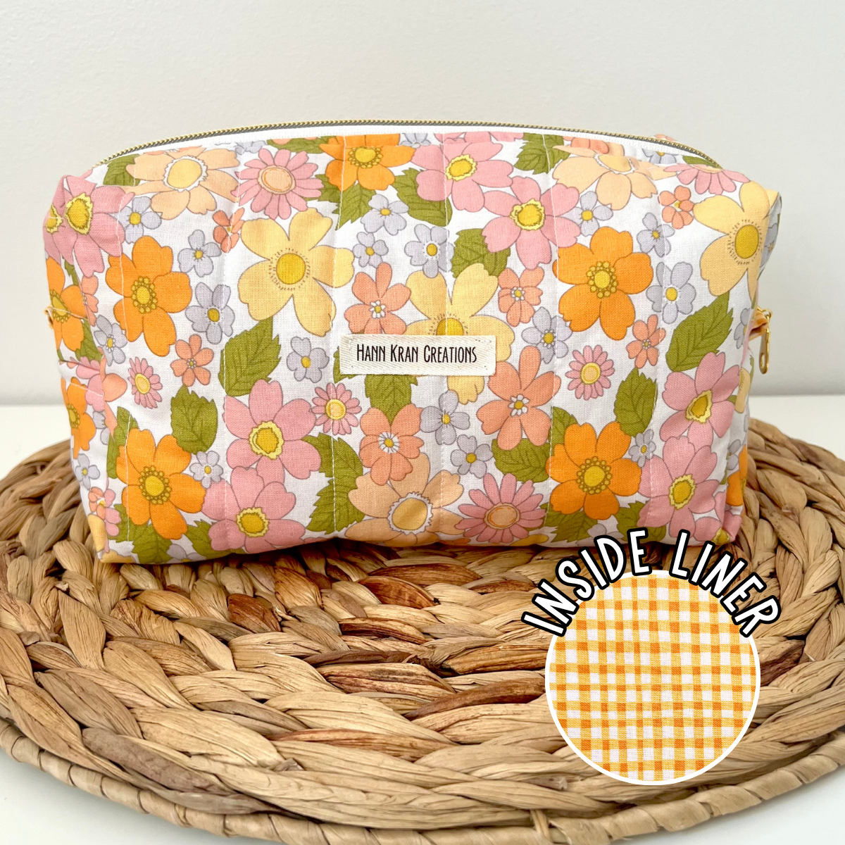 Large Groovy Floral Makeup Bag