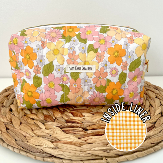 Large Groovy Floral Makeup Bag