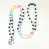 Black, White and Rainbow Beaded Breakaway Lanyard