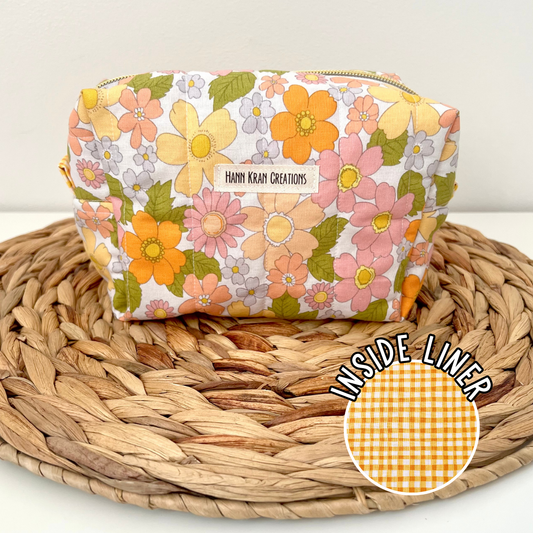 Small Groovy Floral Makeup Bag