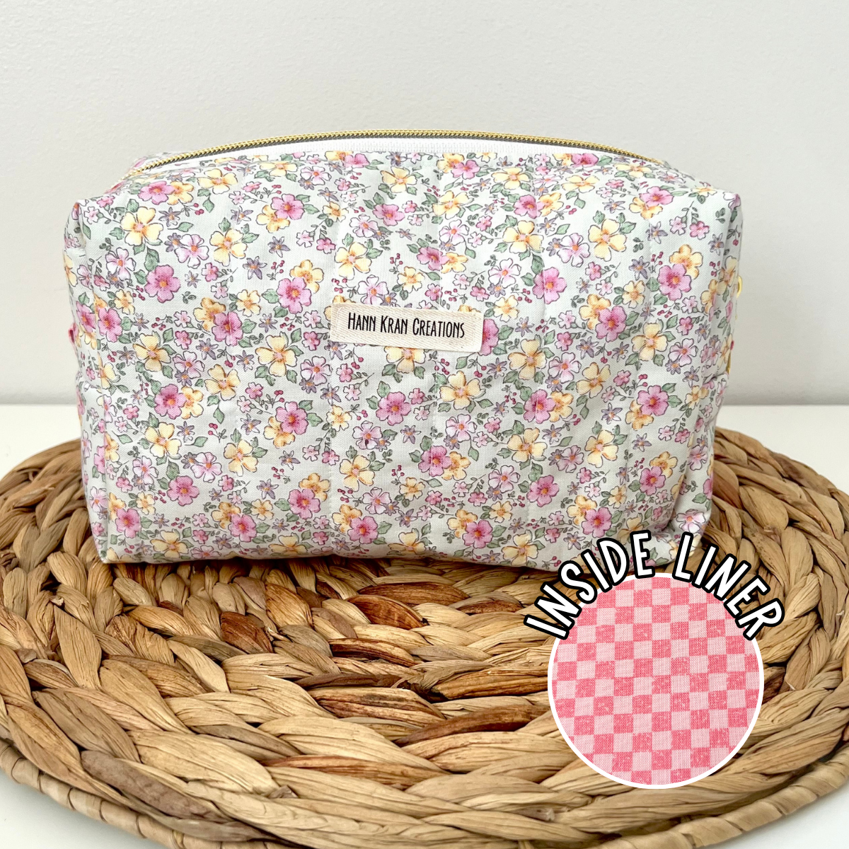 Large Pastel Blooms Makeup Bag