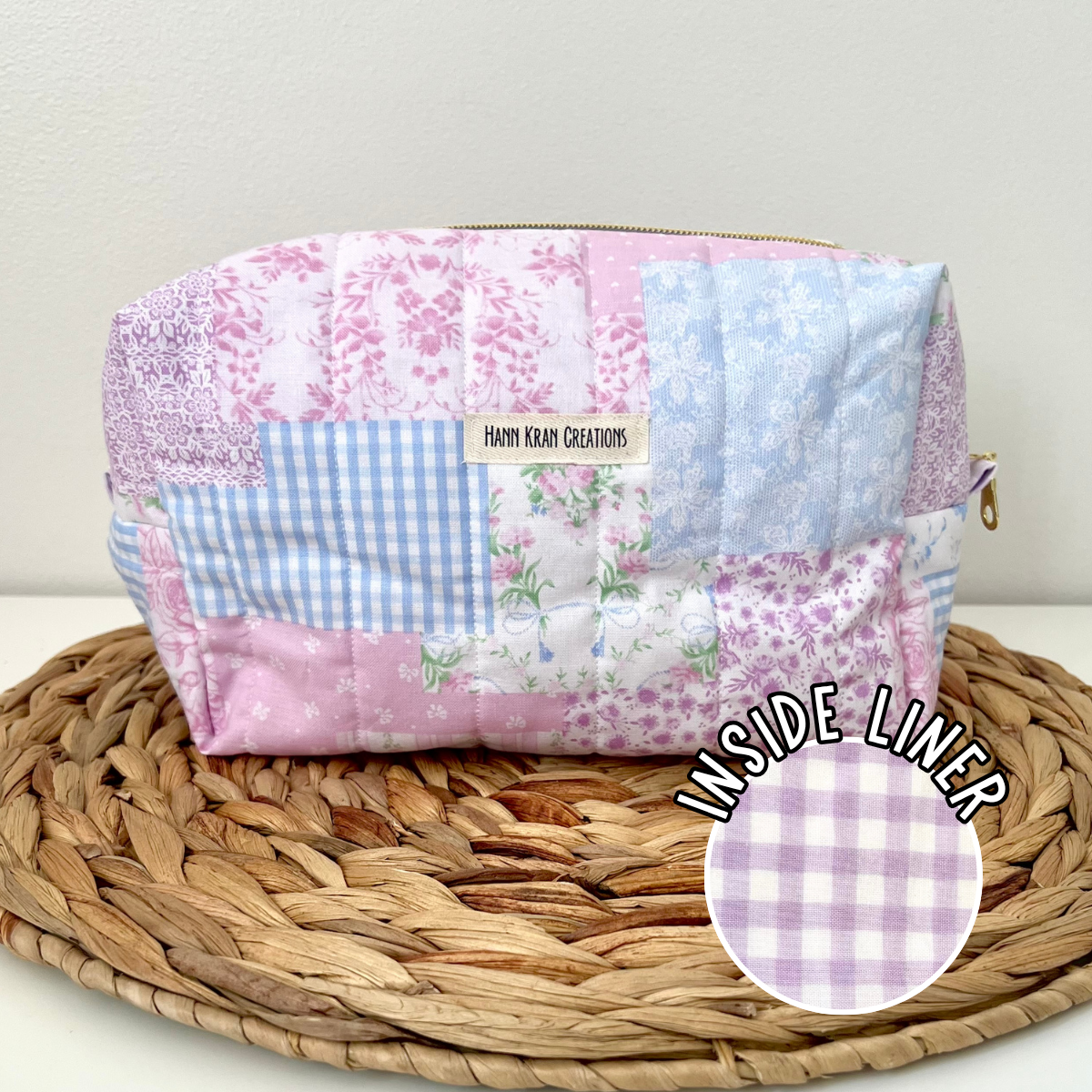 Large Lavender Picnic Makeup Bag