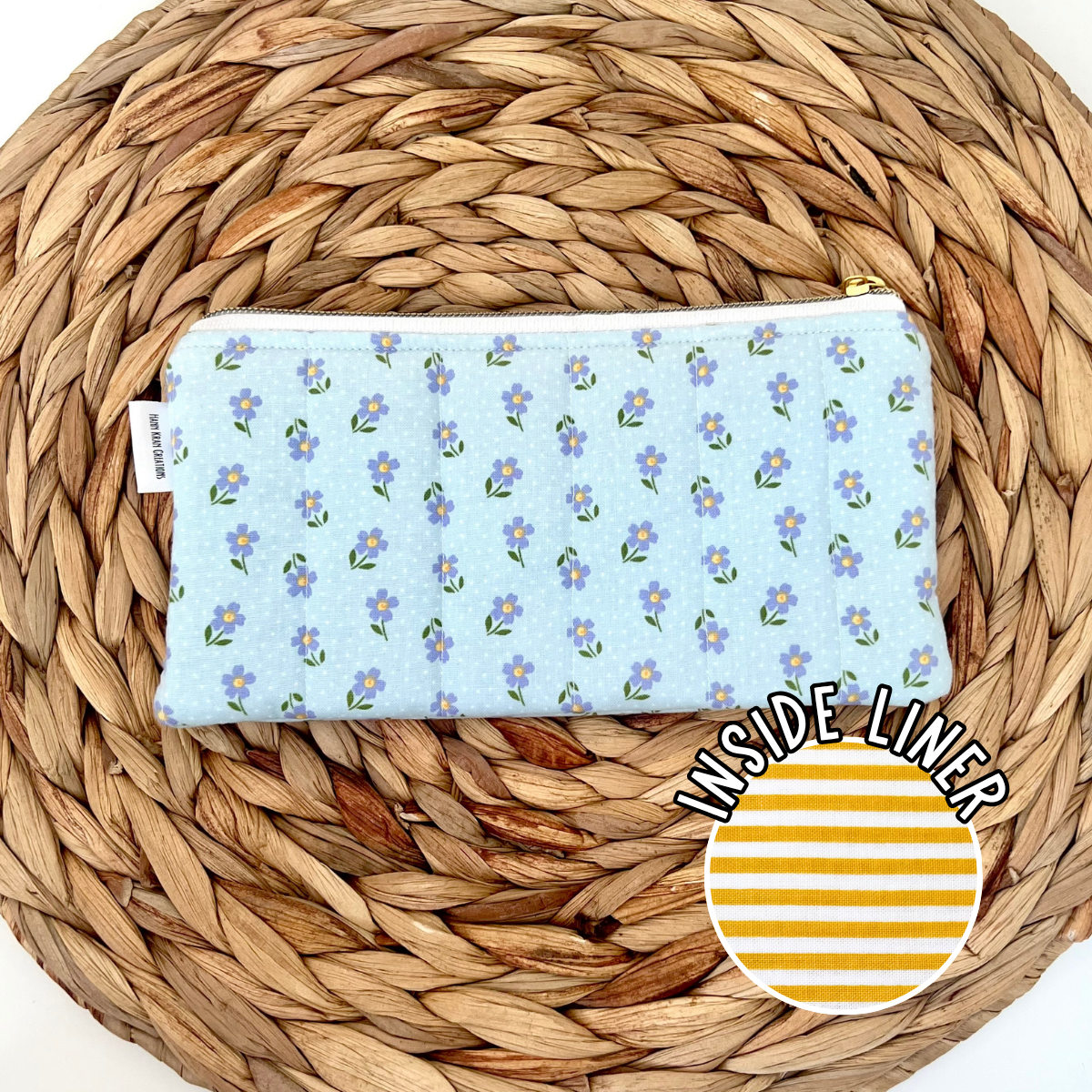 Blue Ditsy Daisy Pencil Pouch