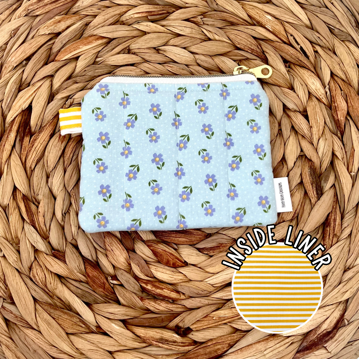 Blue Ditsy Daisy Keychain Wallet