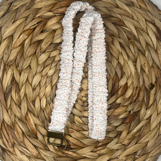 Peach Speckeled Scrunchie Lanyard