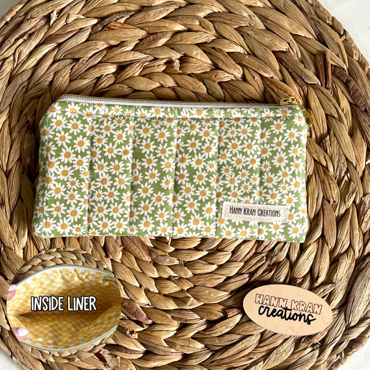 Green Daisy Pencil Pouch