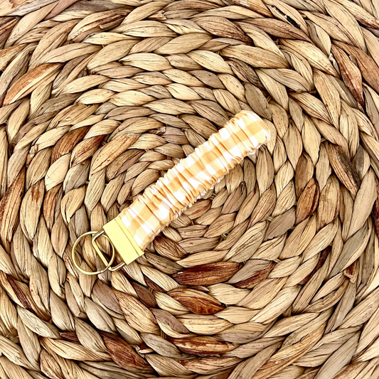 Sunny Gingham Scrunchie Wristlet Keychain