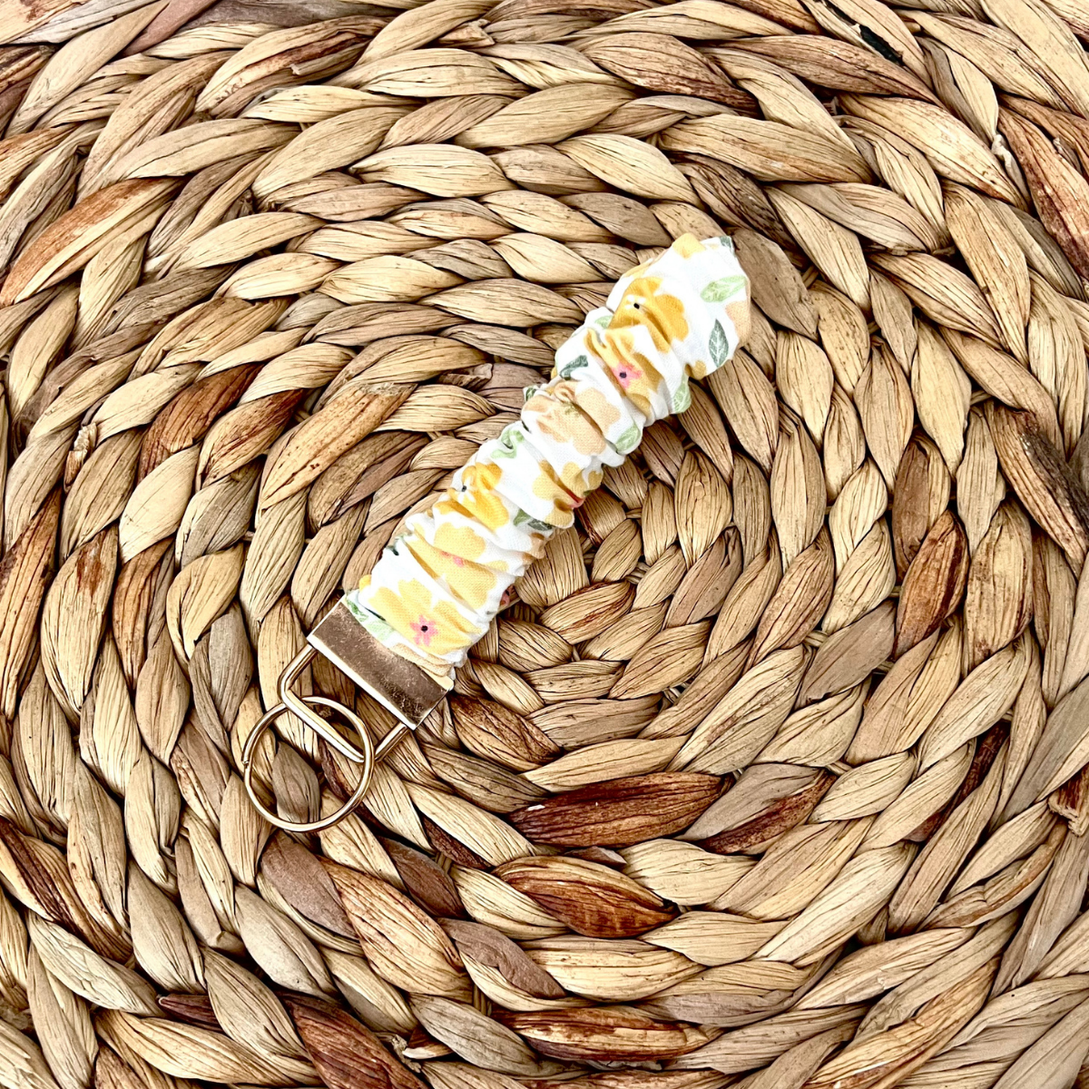 Sunny Marigold Scrunchie Wristlet Keychain