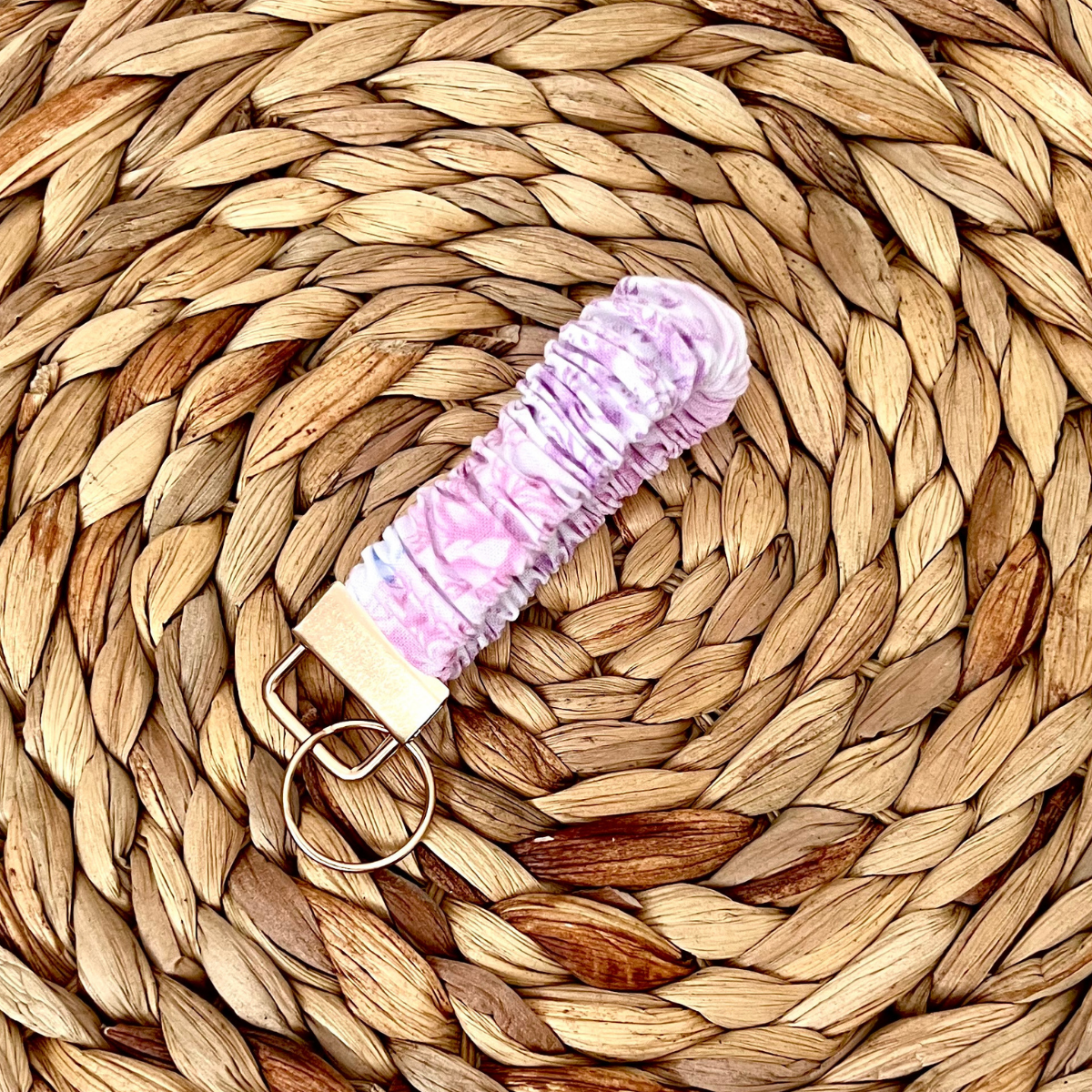 Lavender Picnic Scrunchie Wristlet Keychain