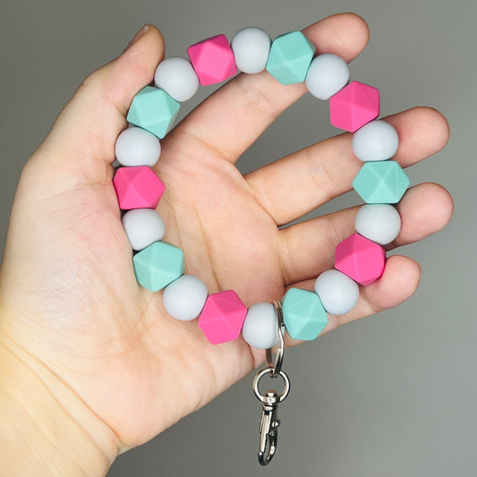 Magenta & Seafoam Wristlet Keychain