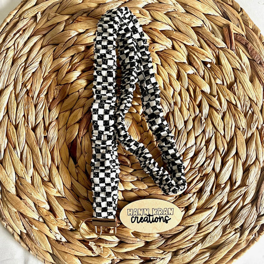 Black and White Checkered Scrunchie Lanyard