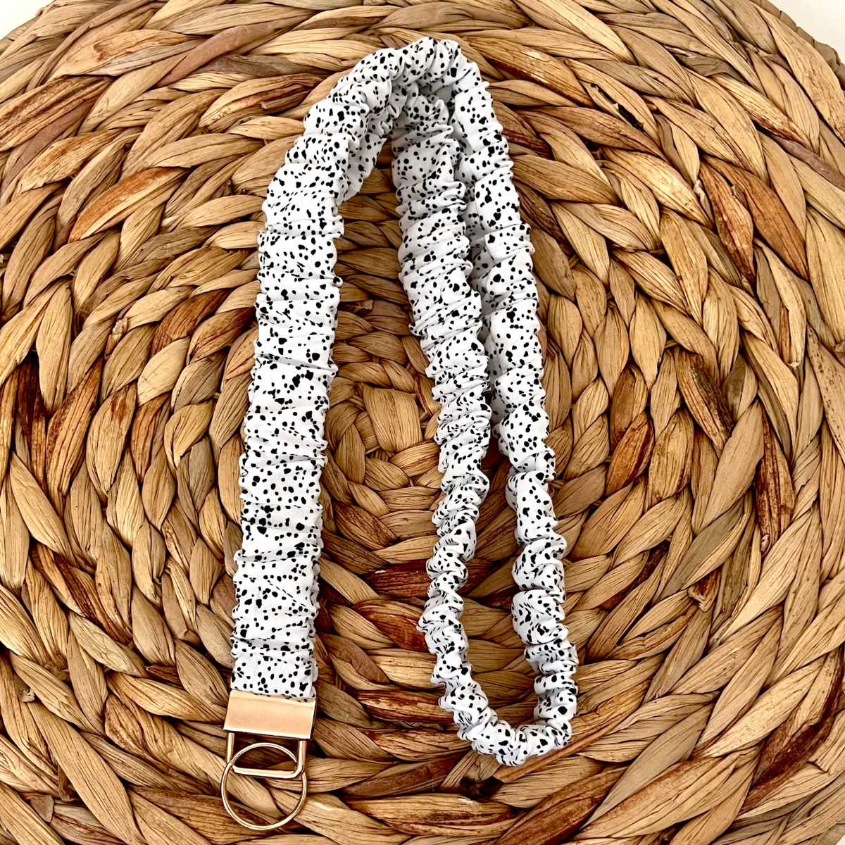 Black Speckle Scrunchie Lanyard