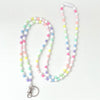 White and Rainbow Beaded Breakaway Lanyard