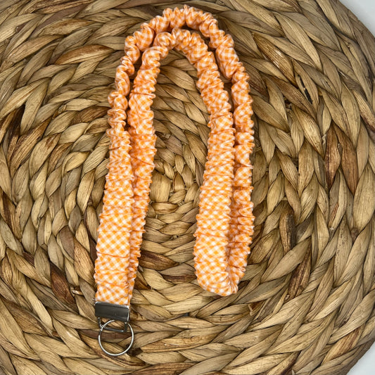 Orange Gingham Scrunchie Lanyard