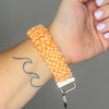 Orange Gingham Scrunchie Wristlet Keychain