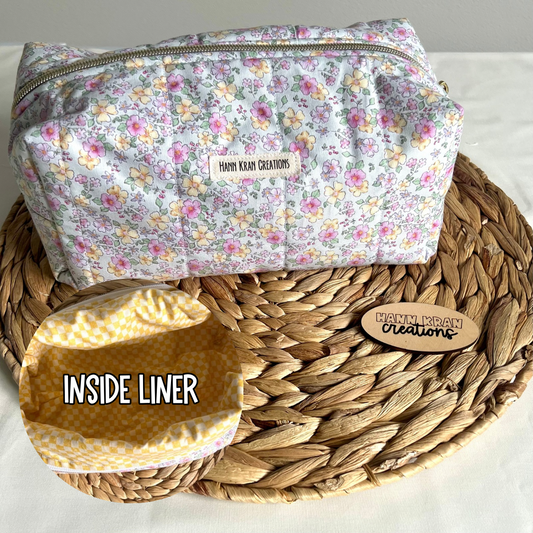 Large Pastel Blooms Makeup Bag