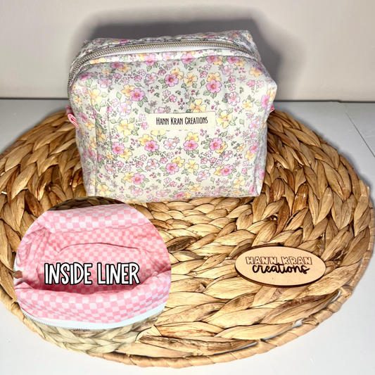 Small Pastel Blooms Makeup Bag V2