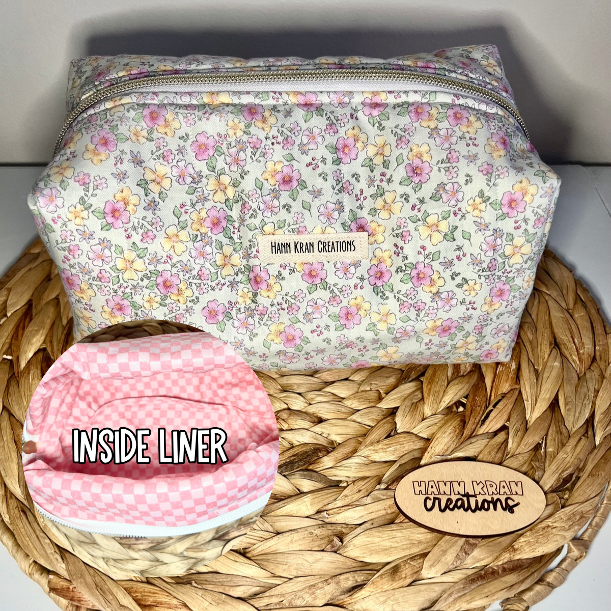 Large Pastel Blooms Makeup Bag V2